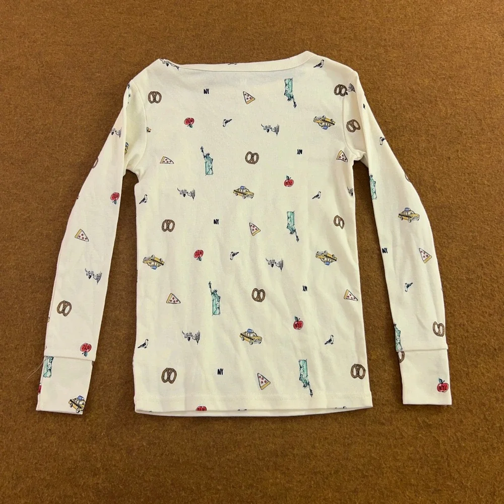 Gap Kids Size 8 Cream NYC Print Organic Cotton 2 Piece Pajama Set NWT